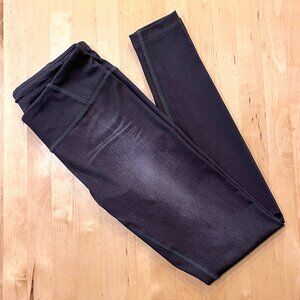 Lucy IndiGO BLACK Faux Denim Run Leggings XS Gym Lifestyle Travel Skinny Jeans